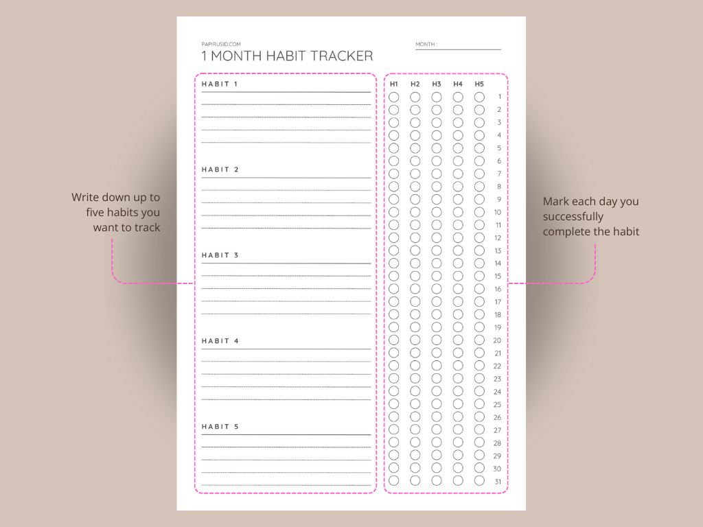 Track daily habits with a structured printable habit tracker.