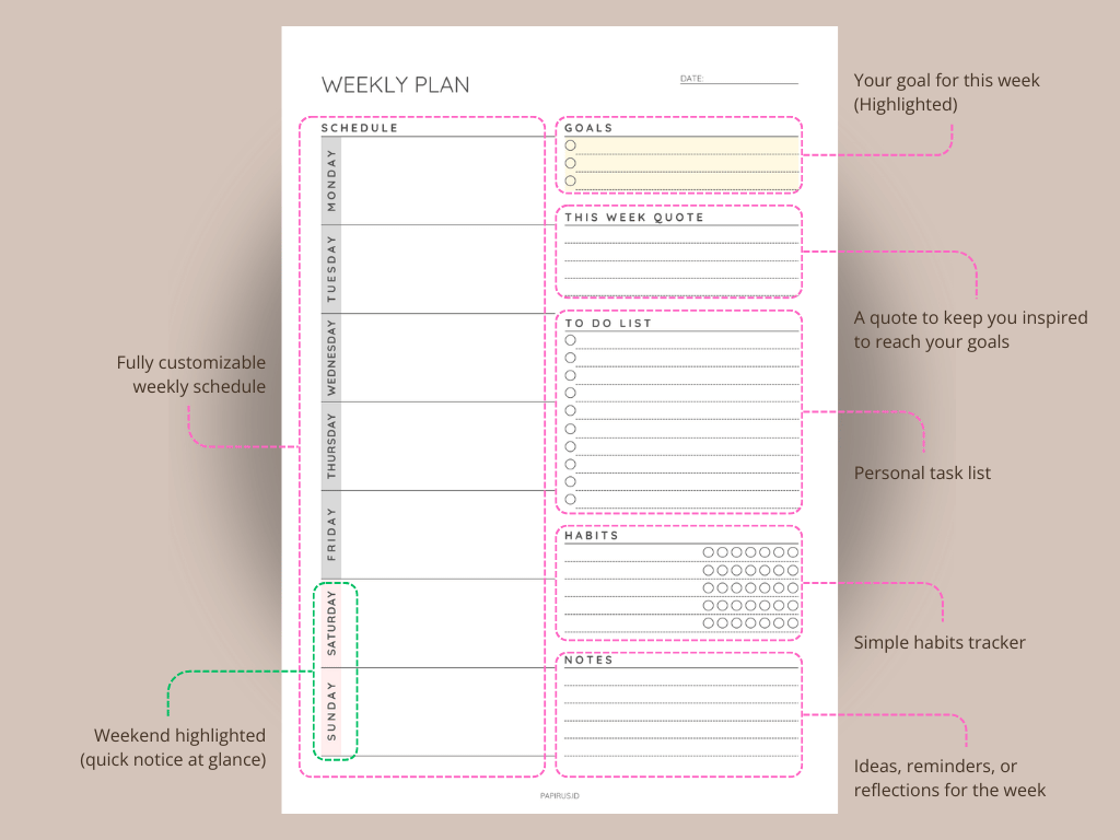 weekly planner printable