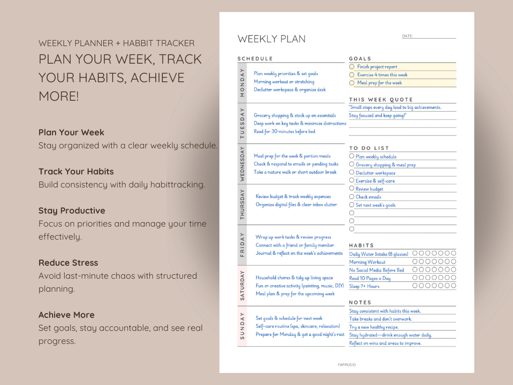 weekly planner printable