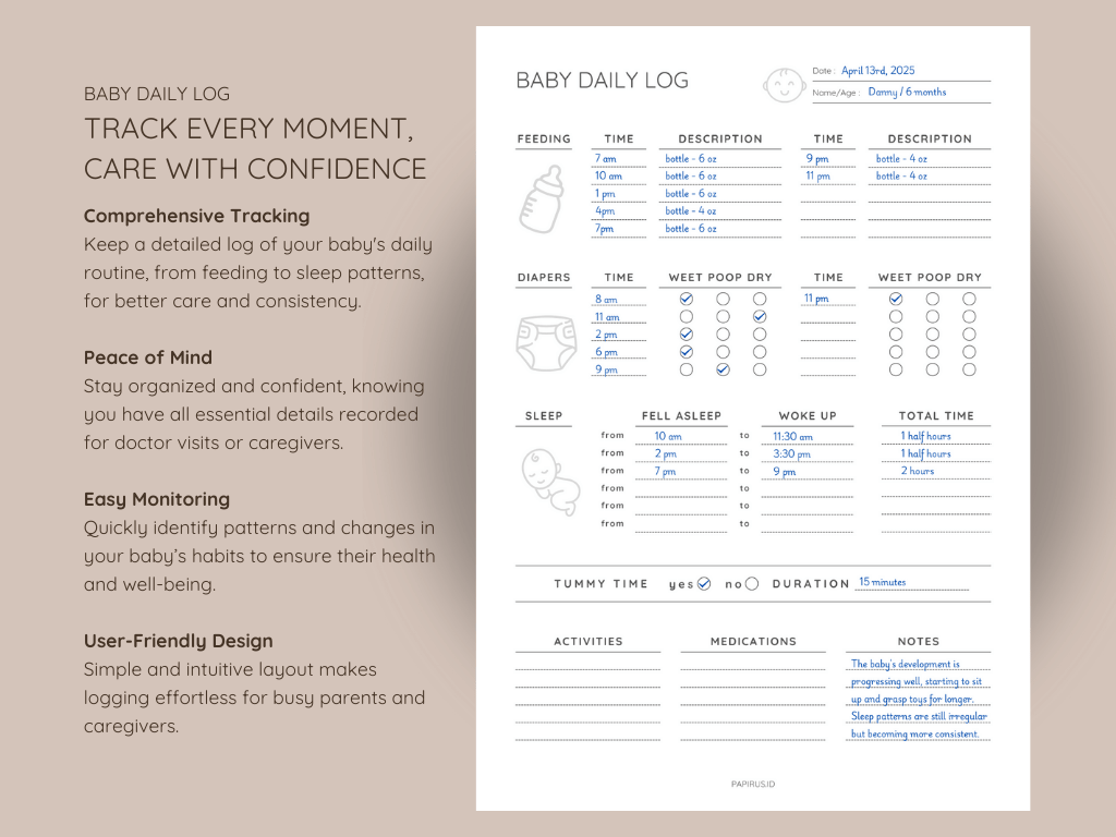 Baby Care Daily Log Canva Template, Baby Report Log, Infant Daily Log Editable, Baby Feeding Log, Baby Sleep Routine Tracker, Printable