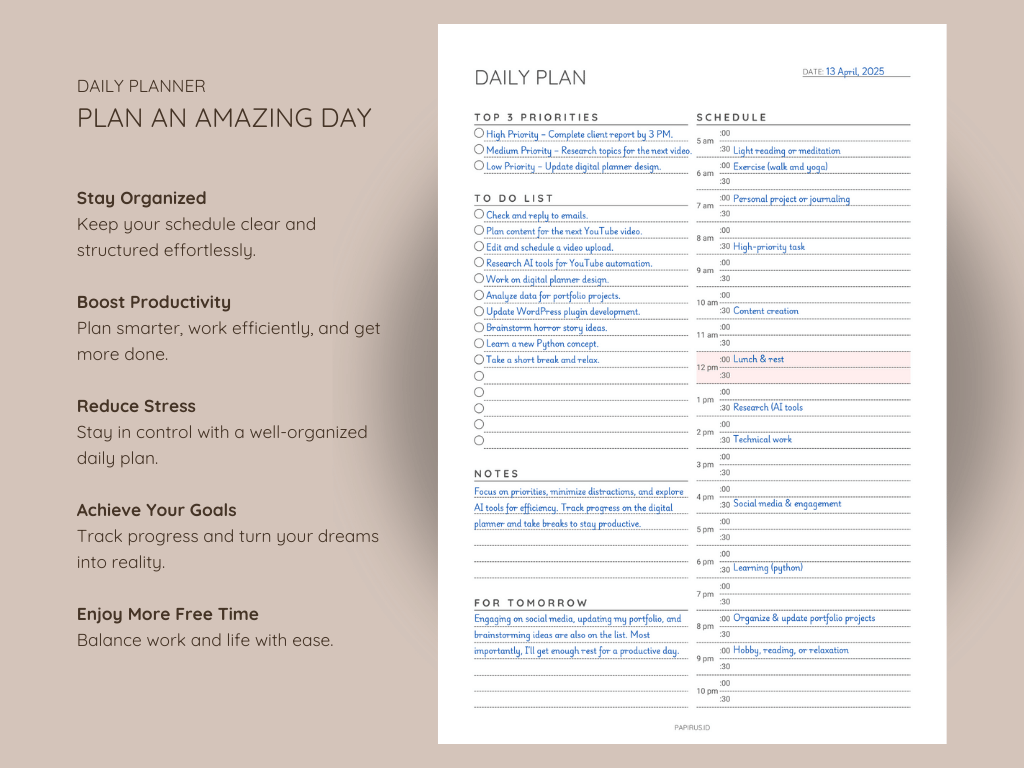 daily planner printable